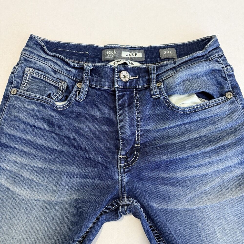 BKE Jeans Mens 29x33 Blue Jake Straight Leg Denim Regular Fit Stretch Med. Wash - Picture 2 of 15